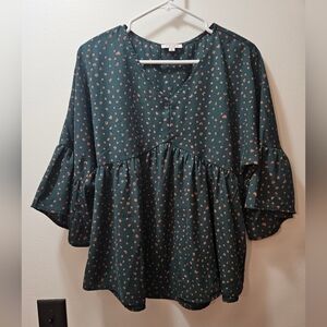 Women's Green Polka Dot Top